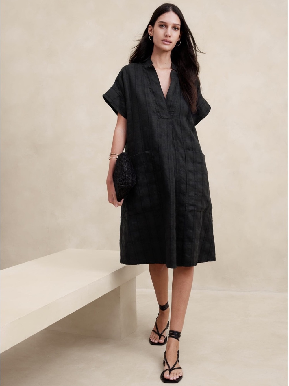 Banana Republic Laurel Linen Cotton Utility Dress Size Large